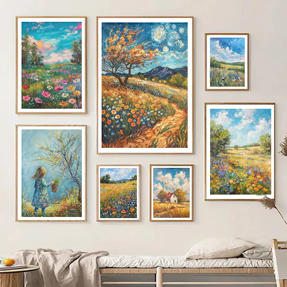 Resin Art Aesthetic - Europejskie wiejskie krajobrazy, estetyczne plakaty artystyczne,