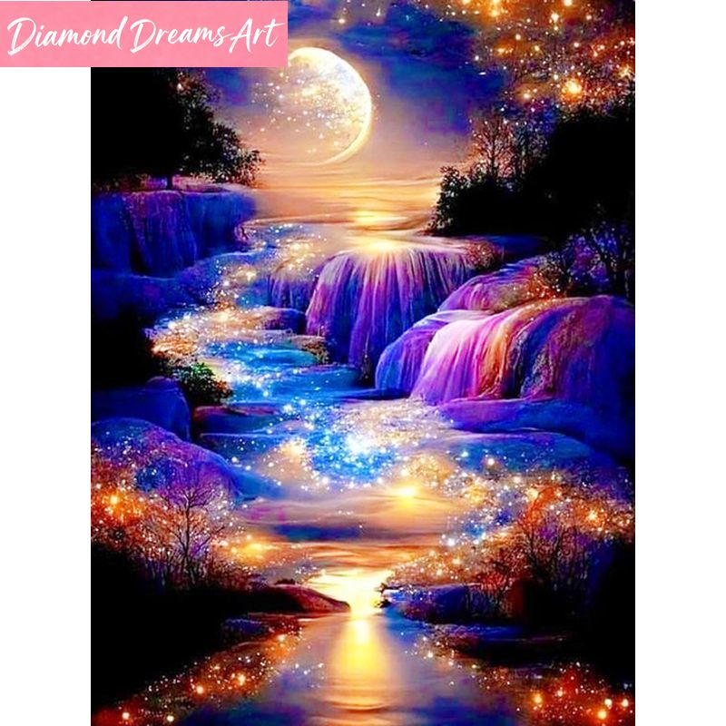 Resin Art Wall - Bezramowe, samodzielnie wykonane diamentowe malowanie krajobrazu