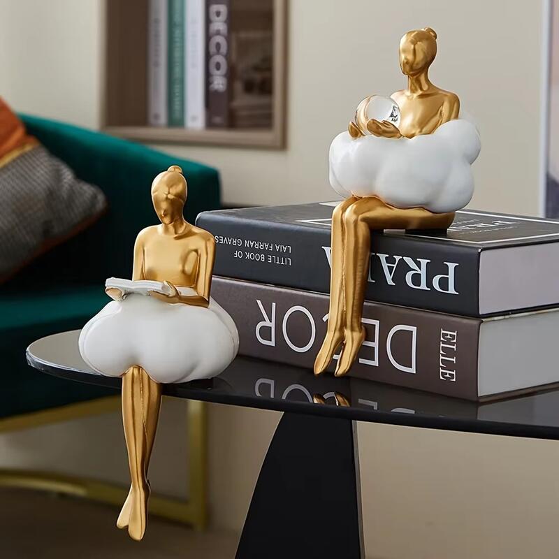 Resin Art Aesthetic - Figurka Żywiczna Dziewczynka w Sukience Chmurki