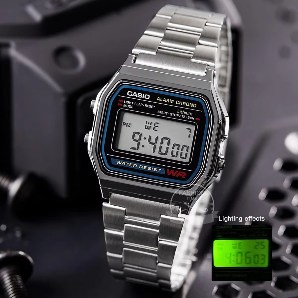 Resin Art Watch - Zegarek Casio Srebrny Zegarek Męski Zestaw